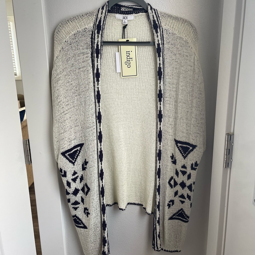 JACK BB Dakota Cream Sweater Tunic w/ Navy Design